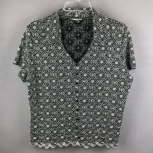 Sheer Black and White Top. Woman’s SZ LG